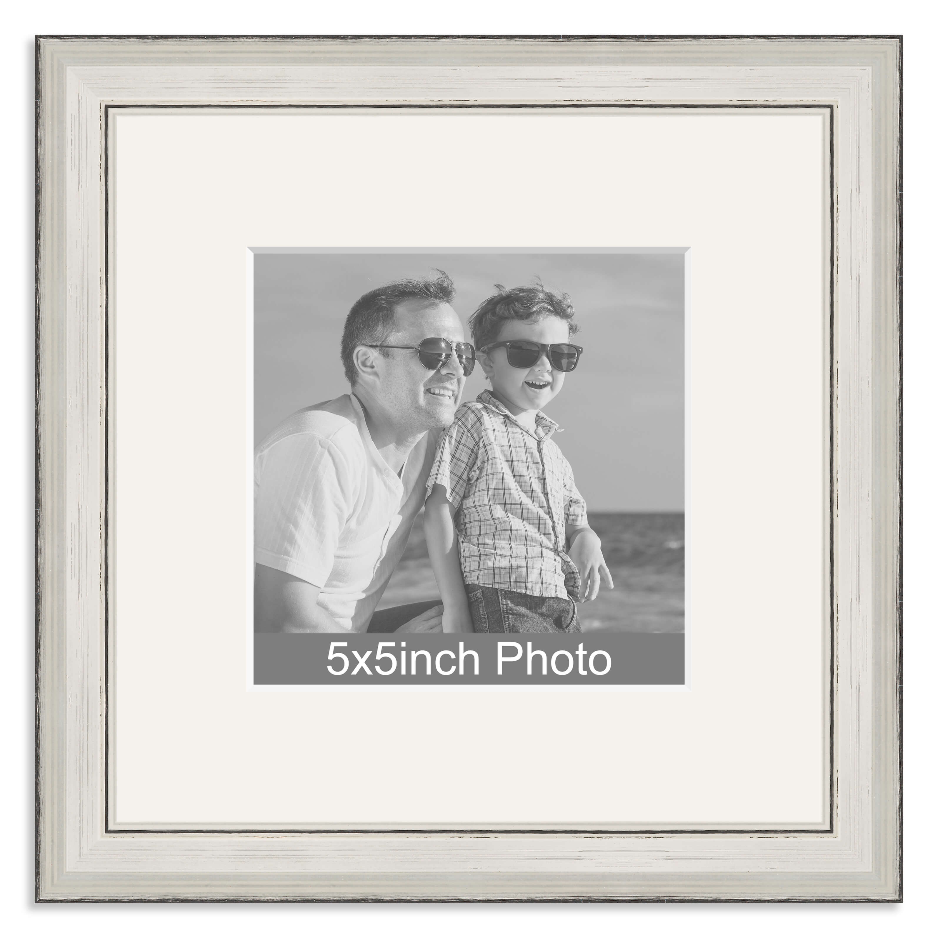 Silver Wooden Photo Frame with mount for a 5x5in Photo – Photo to follow by email