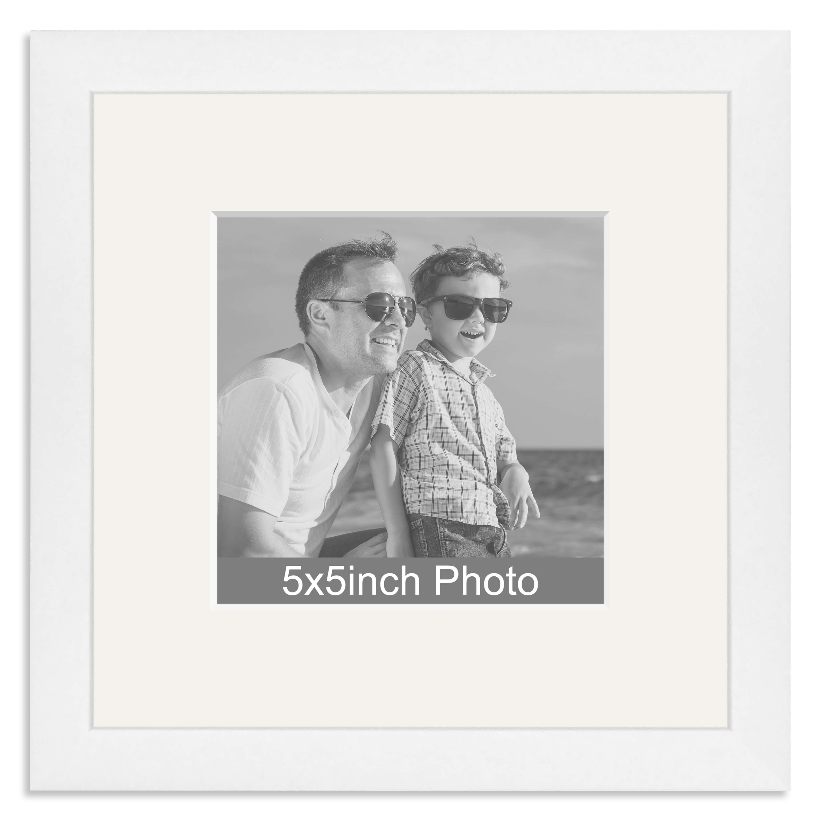 White Wooden Photo Frame with mount for a 5x5in Photo – Photo to follow by email