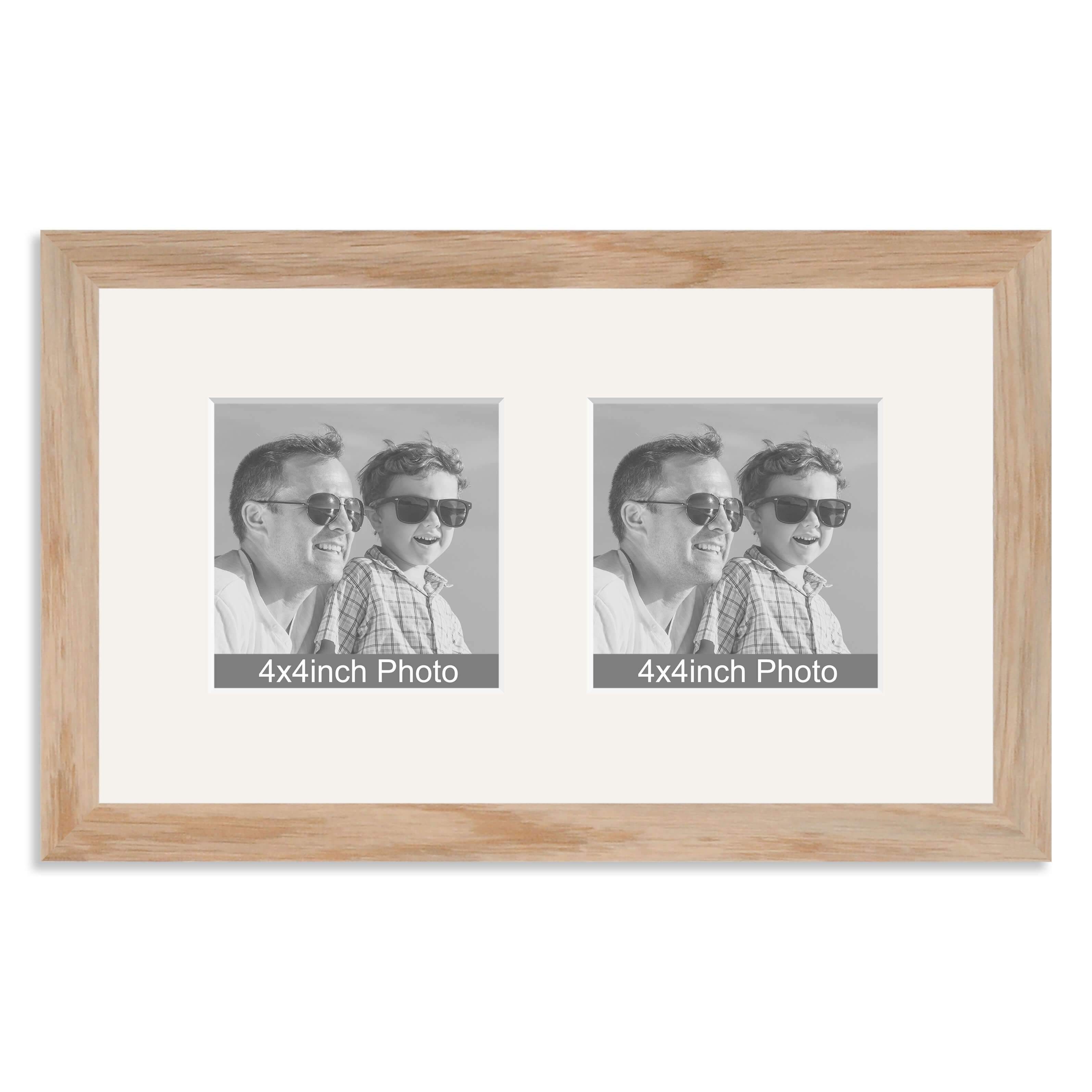 Solid Oak Multi Aperture Frame for two 4x4in photos