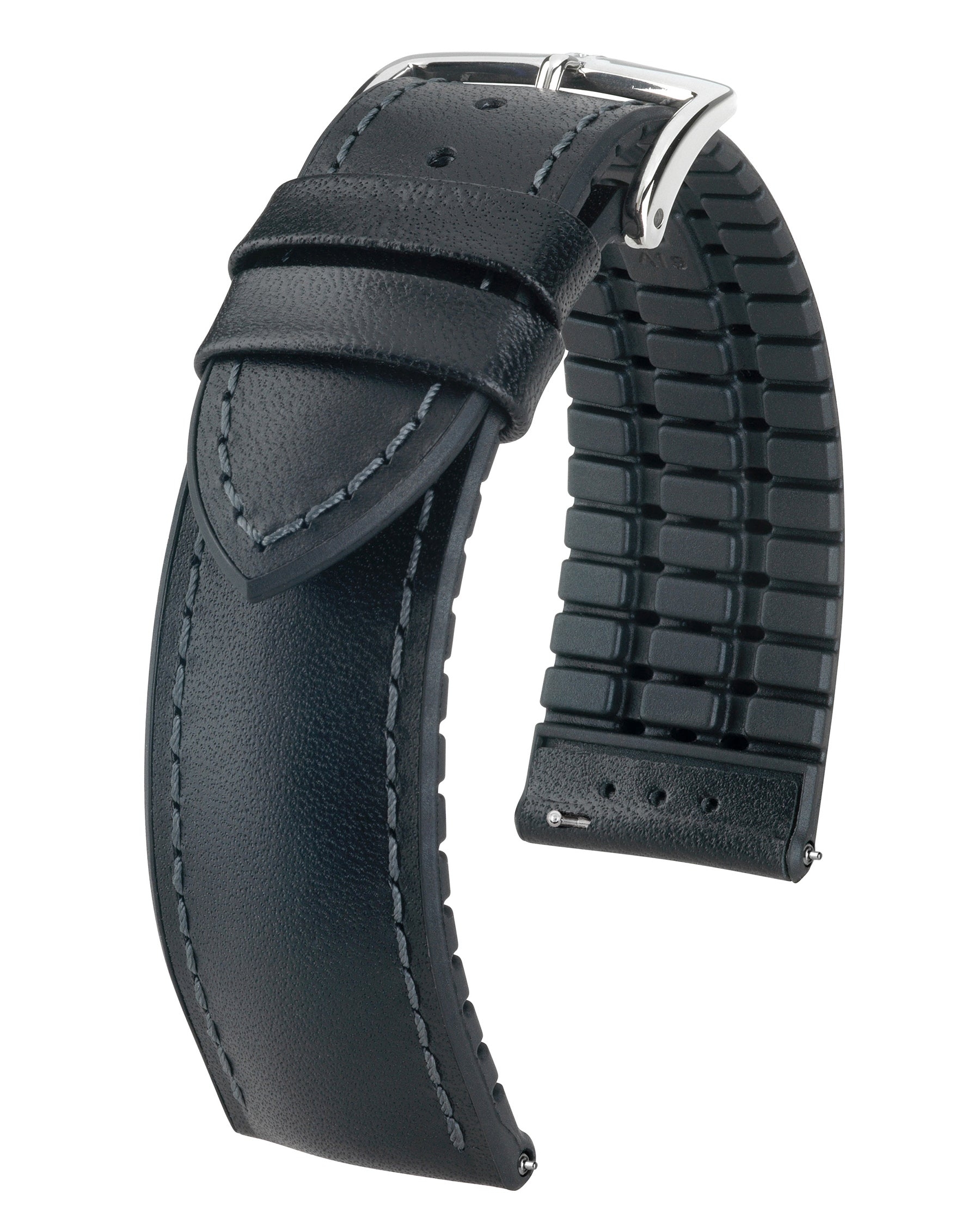 Hirsch James Waterproof Leather Watch Band Black, 20mm