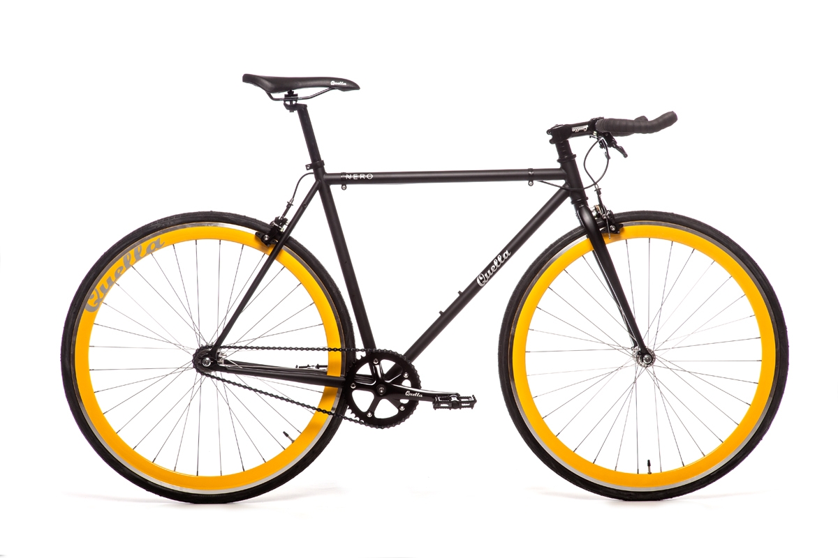 Single Speed Bike – Fixie Bicycle – Yellow / Black – 54cm ( 5′ 6″ to 5′ 10″ ) – Steel Frame – Quella Bicycles