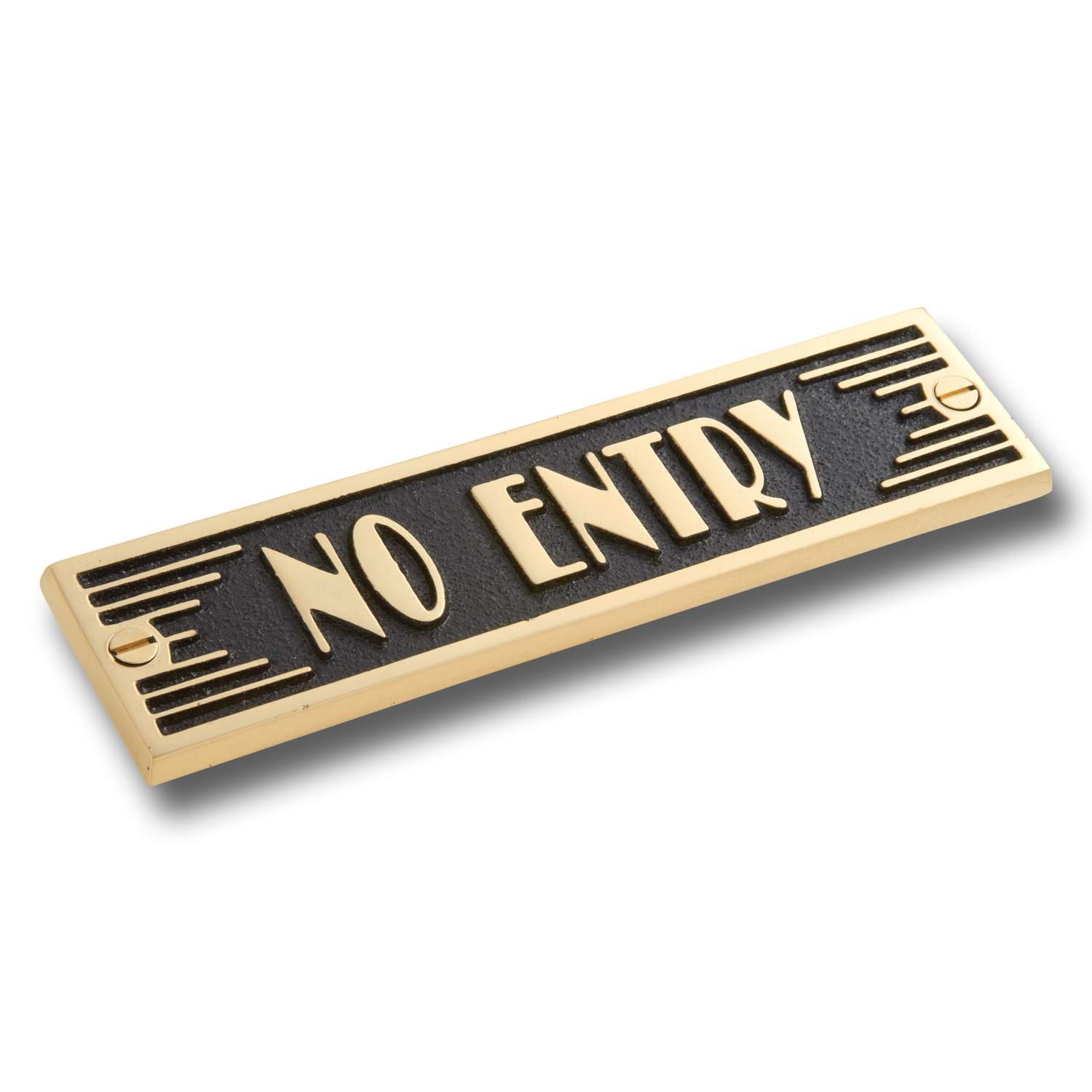 No Entry Metal Door Sign.  Art Deco Style Home Décor Wall Plaque Accessories – No Entry + Arrow Brass