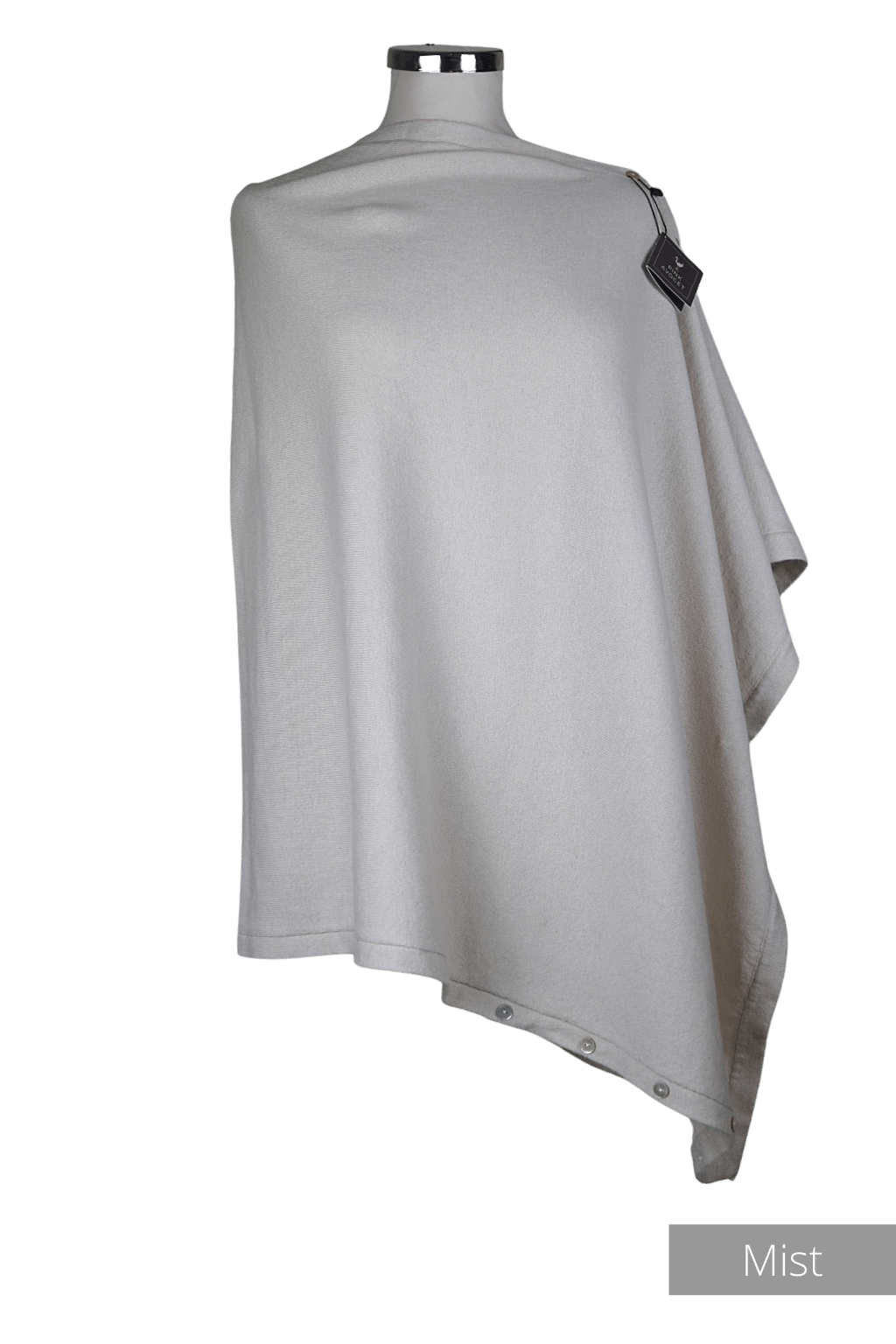 Classic Button Poncho Cashmere and Silk Wear 6 Ways Mist / One Size by Pink Avocet