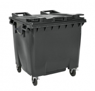 1100L Four Wheel Plastic Bin – Black