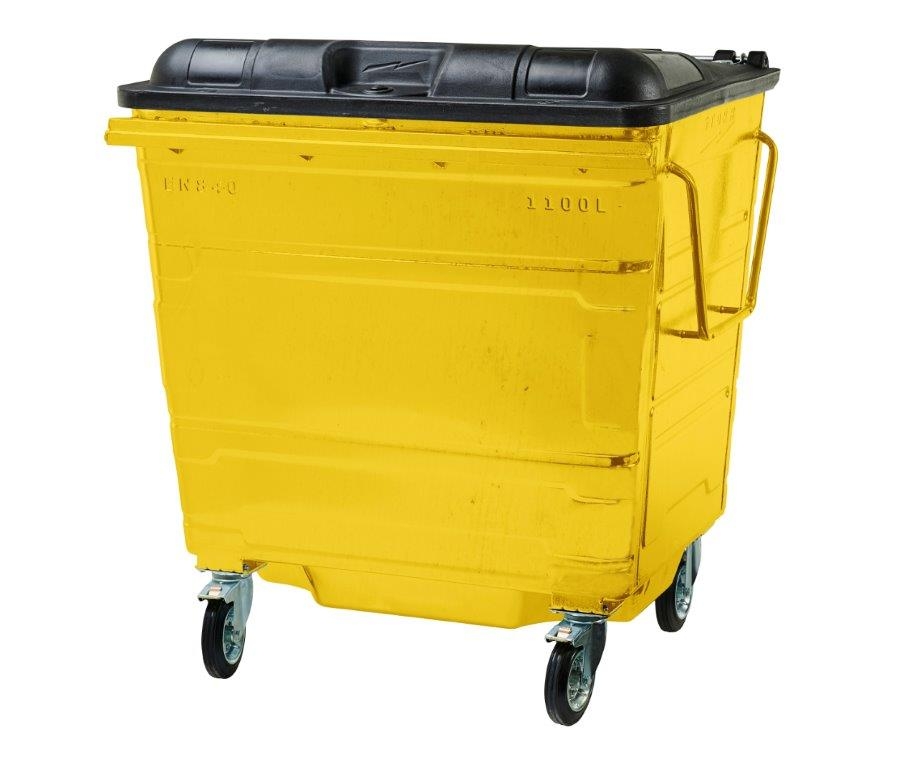 1100L Steel Wheelie Bin – Yellow
