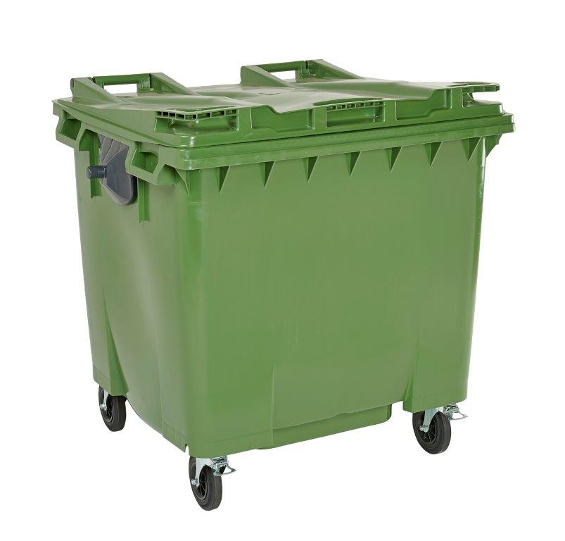 1100L Four Wheel Plastic Bin – Green