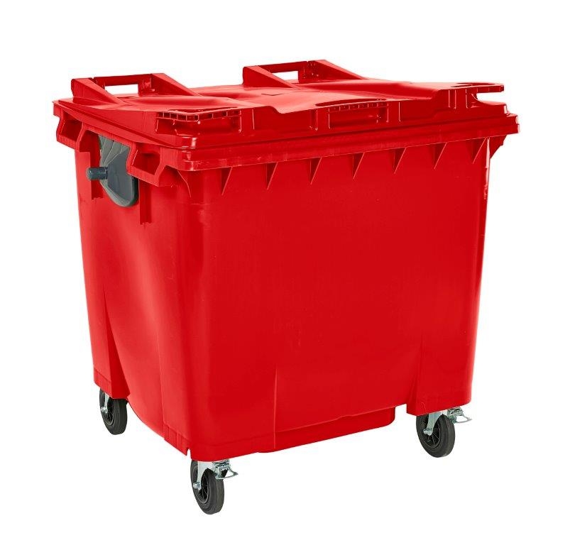 1100L Four Wheel Plastic Bin – Red