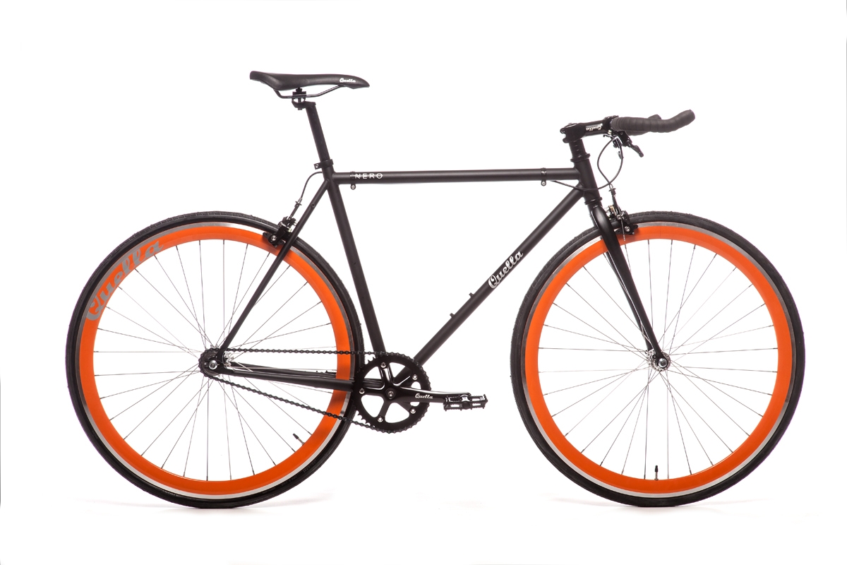 Single Speed Bike – Fixie Bicycle – Orange / Black – 58cm ( 5′ 11″ to 6′ 1″ ) – Steel Frame – Quella Bicycles