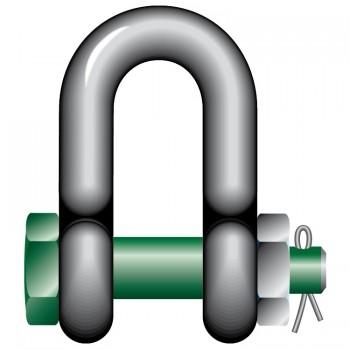 Green Pin Safety Dee Shackles With Bolt And Safety Nut – 6.5T / 269-5-4 – Shackles – Silver / Green – Steel