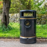 120 Litre Classic Heritage Litter Bin – Green – Plastic – Bolted Down – Industrial – Commercial Use – RECYCLING & LITTER BINS – Onit Direct