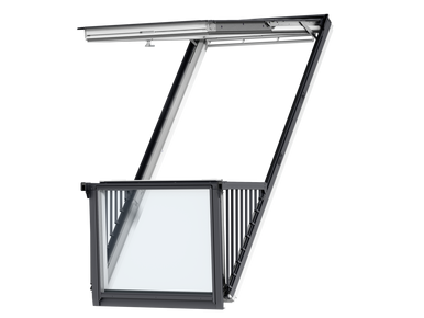 Velux – VELUX GDL PK19 SD0L001 Single WhitePainted CABRIO Balcony, Triple Glazing, Slate, 94×252 Roof Window