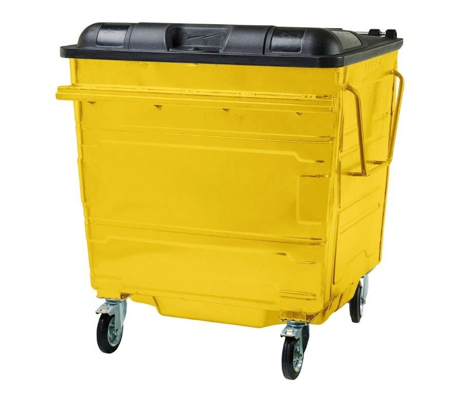 1280L Steel Wheelie Bin – Yellow