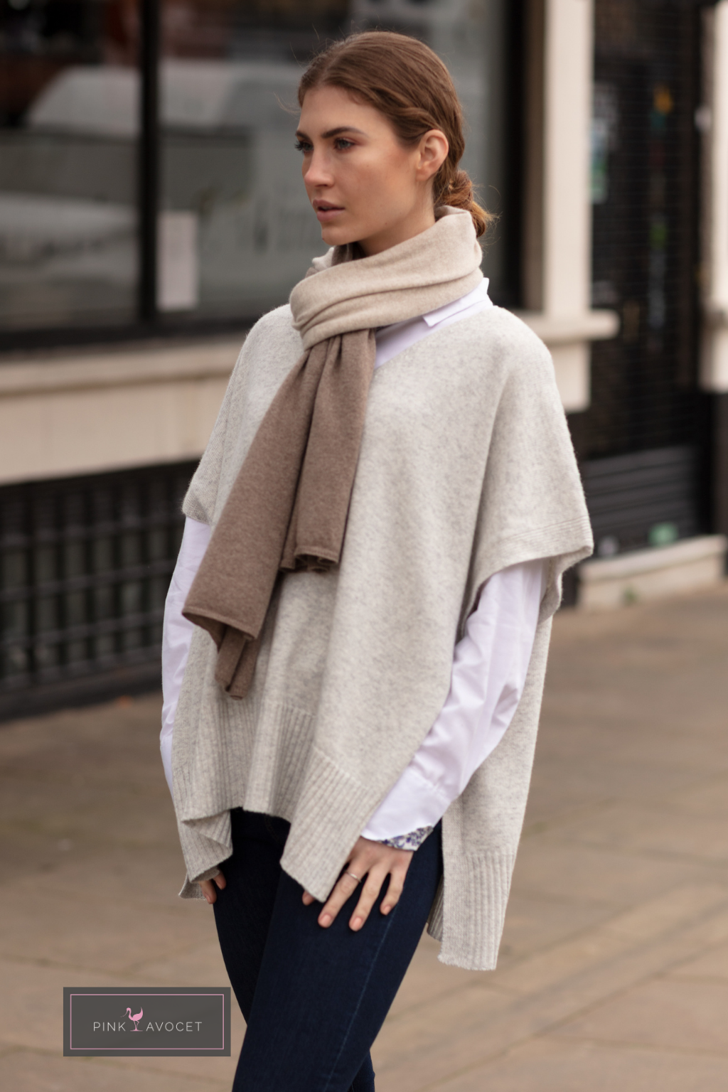 Carrara Stole Beige and Mink by Pink Avocet