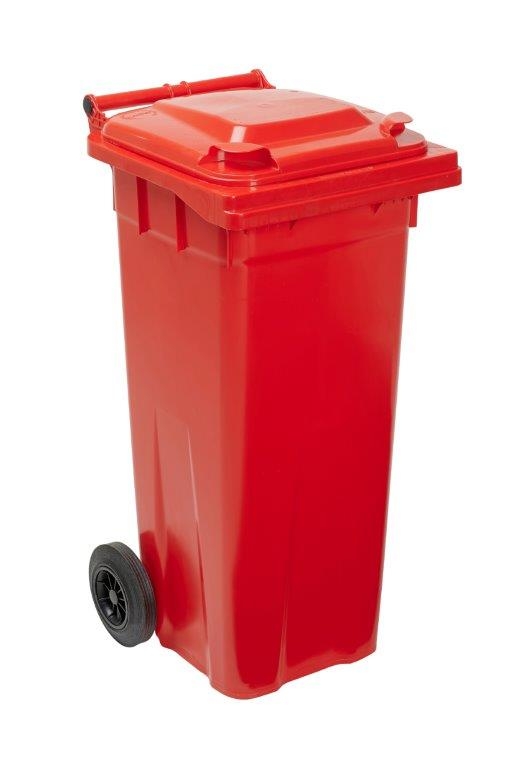 140L Two Wheel Plastic Bin – Red