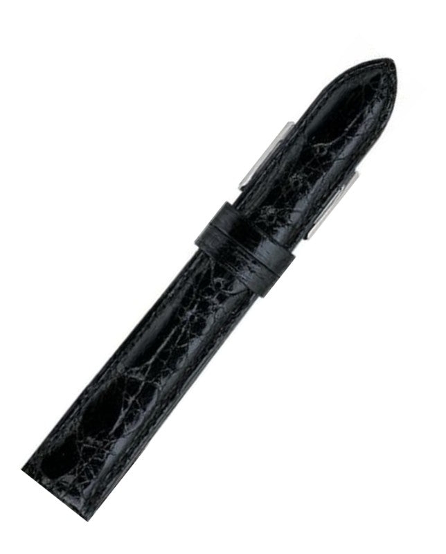 Polished Genuine Crocodile Black, 22mm