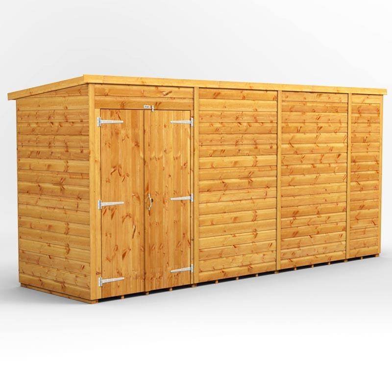 Power Premium Windowless Pent Shed, 14×4 / Double – Wooden – Powersheds – Spearhead Outdoors