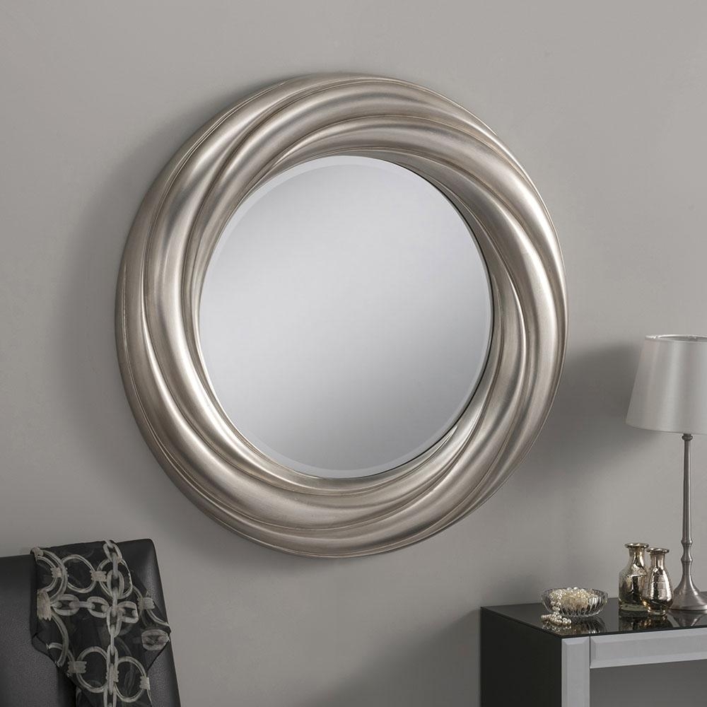 Britannia Round Swirl Mirror – Silver or Gold – 84cm Dia – Silver – Round / Oval Mirrors – Britannia Mirrors – Stylishly Sophisticated