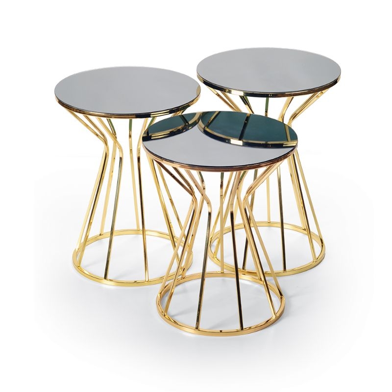 Vegas Metal Mirrored Side table – Gold – Novia Furniture