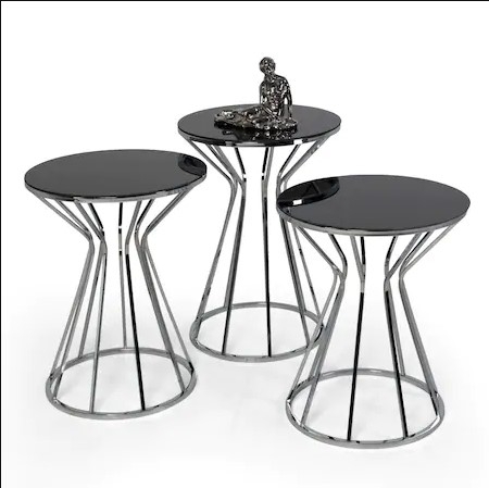 Vegas Metal Mirrored Side table – Silver – Novia Furniture
