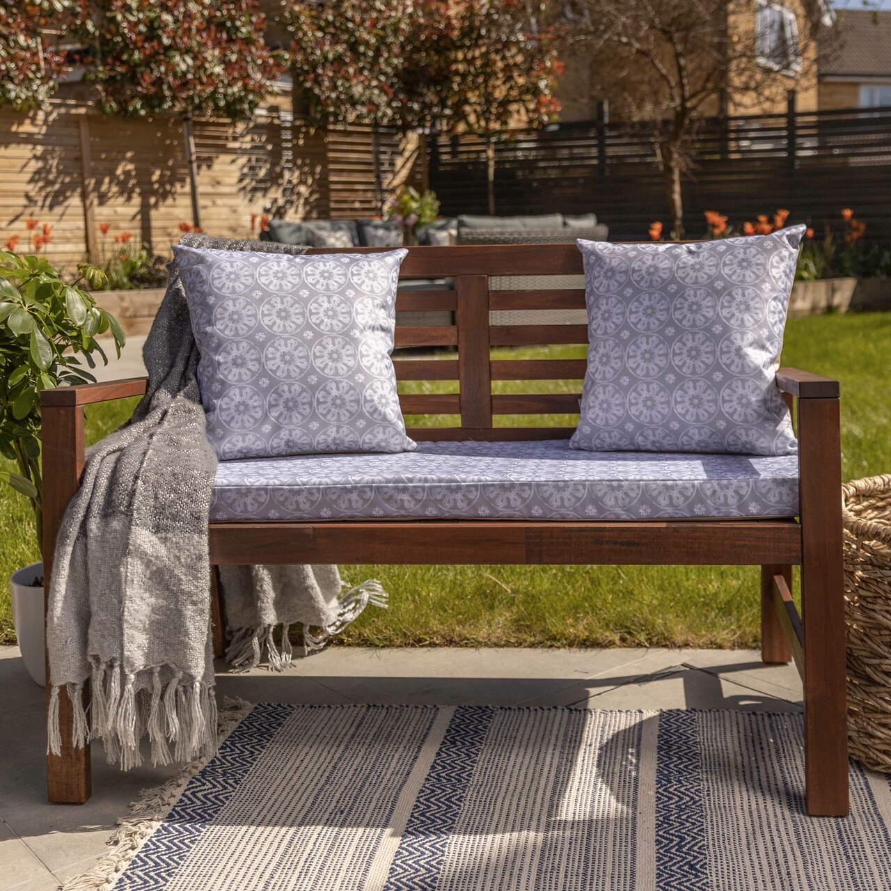 Celina Digby Luxury Water Resistant Garden Outdoor Bench Seat Pad – Casablanca Grey (Available in 2-Seater or 3-Seater Size) (144cm x 54cm 6cm)