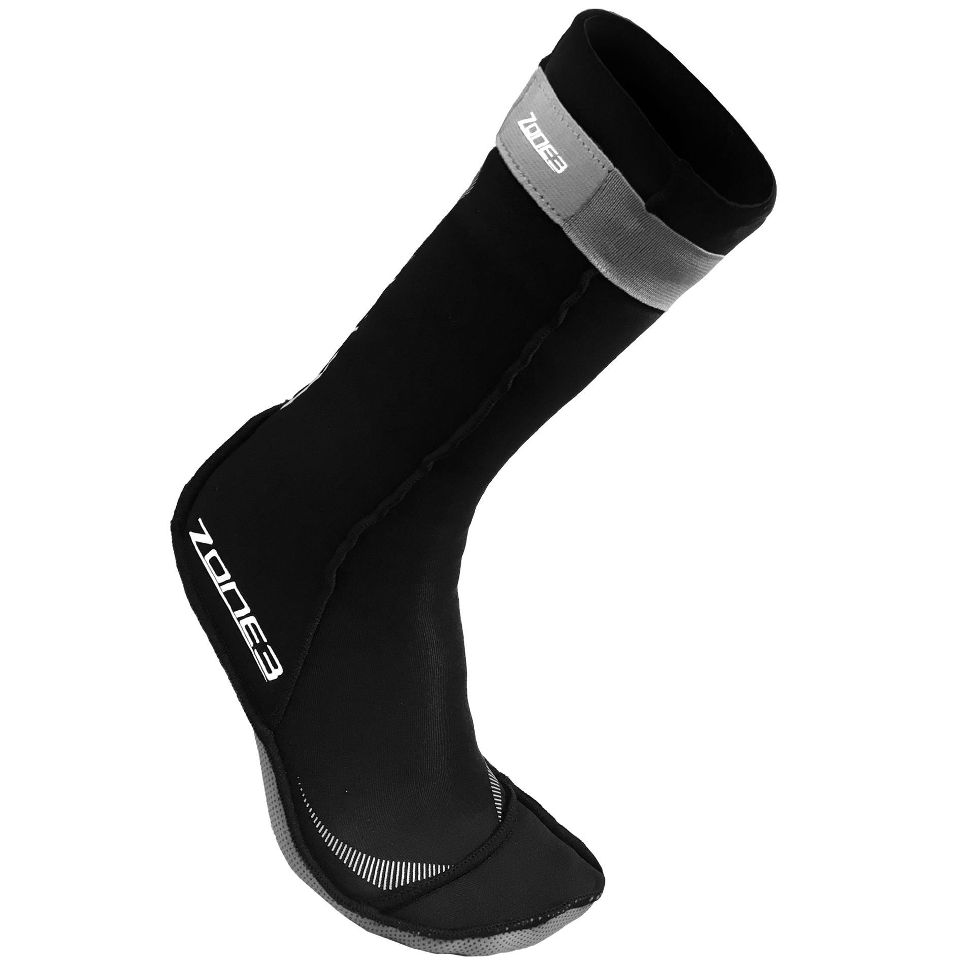 Zone3 Neoprene Swim Socks in Black/Silver | Large