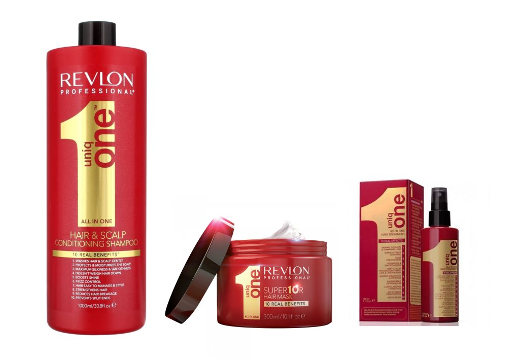 Revlon Uniq 1 All In One Conditioning Shampoo 1000ml, Hair Mask 300ml and Uniq 1 Treatment 150ml