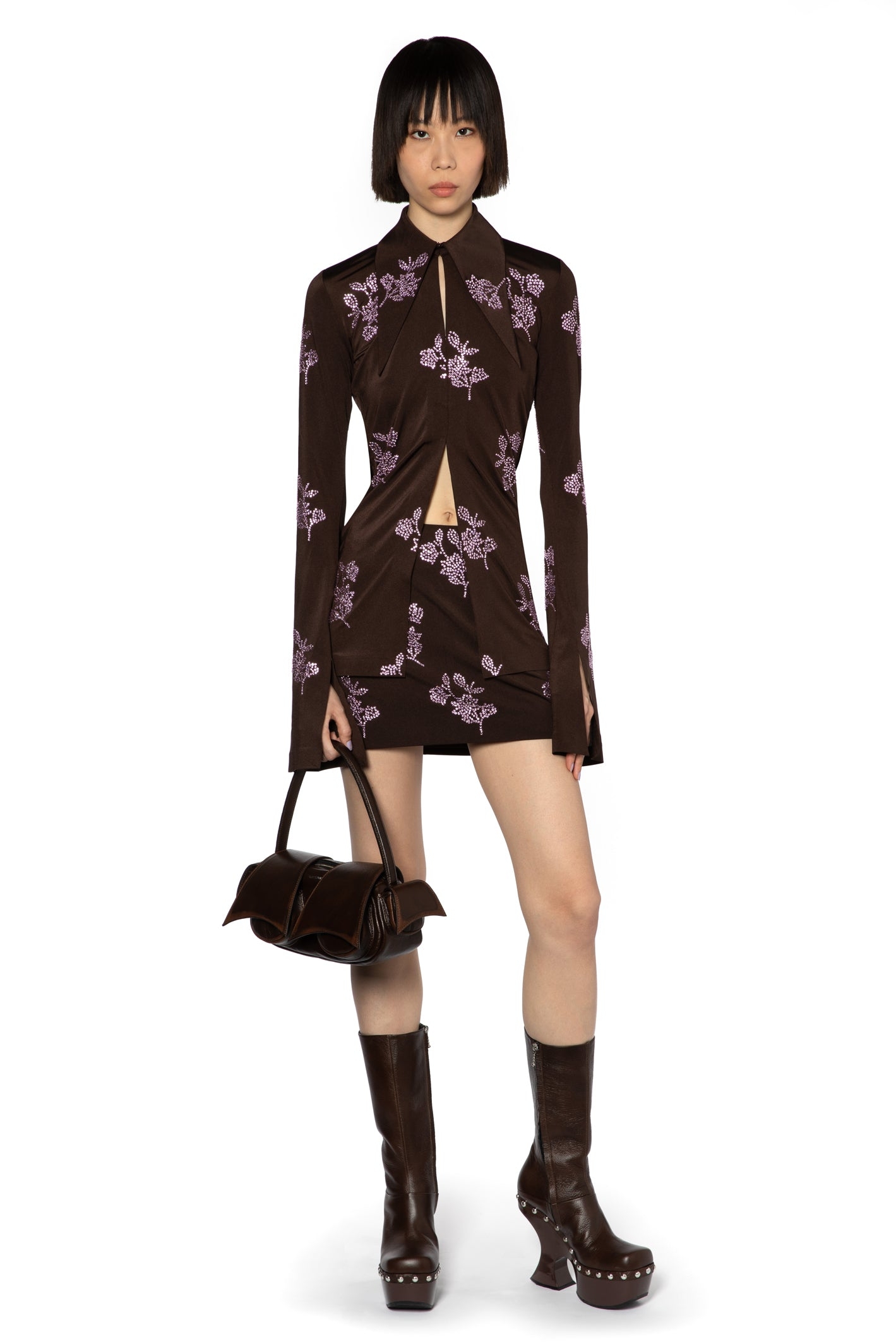 OPALA EMBELLISHED SHIRT IN BROWN WITH PINK CRYSTALS, 6 – 16Arlington