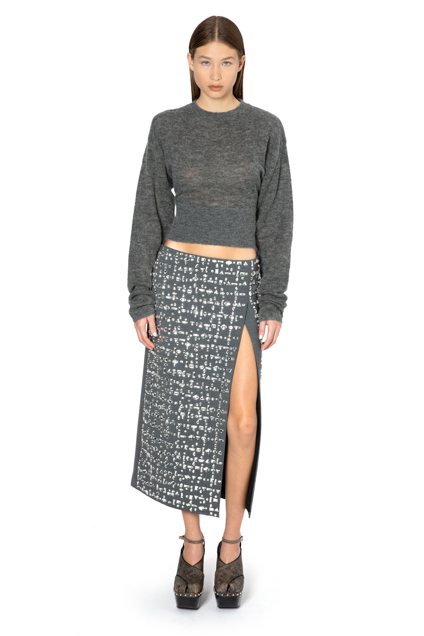 MINERVA MIDI SKIRT IN ANTHRACITE CRYSTAL CHECK, 12 – 16Arlington