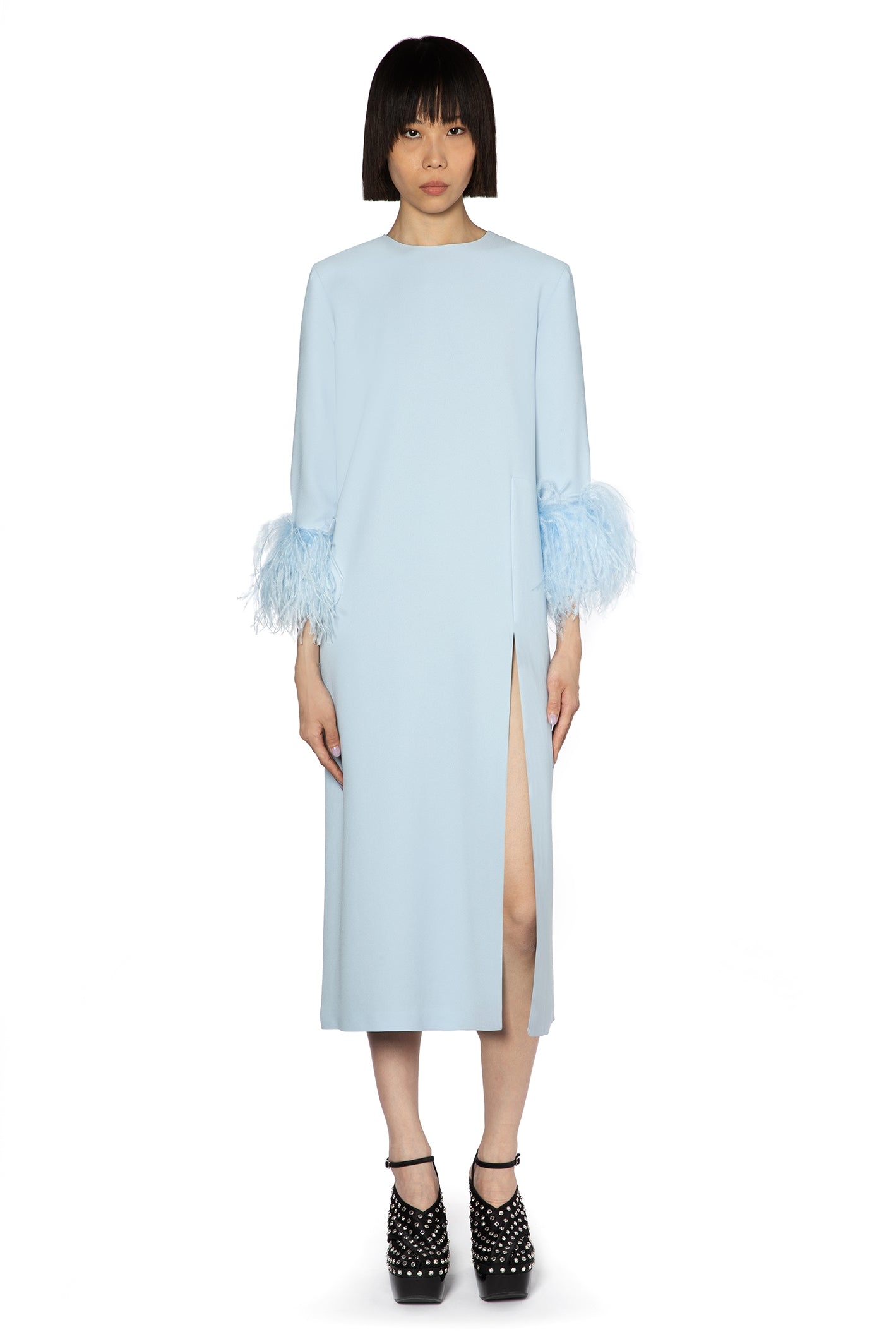 BILLIE MIDI DRESS IN BABY BLUE CREPE, 16 – 16Arlington