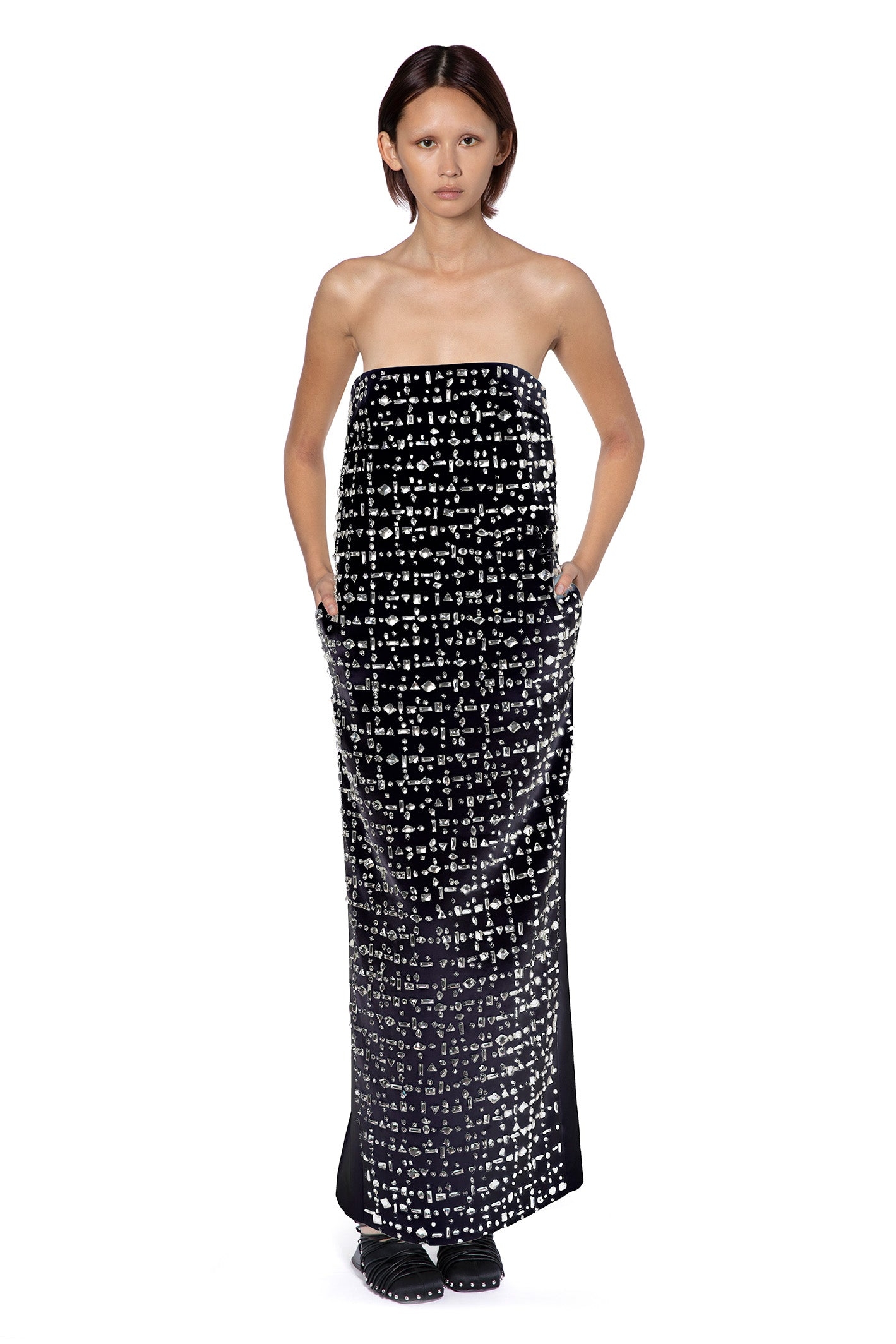 BLAISE MAXI DRESS IN BLACK CYSTAL CHECK, 12 – 16Arlington