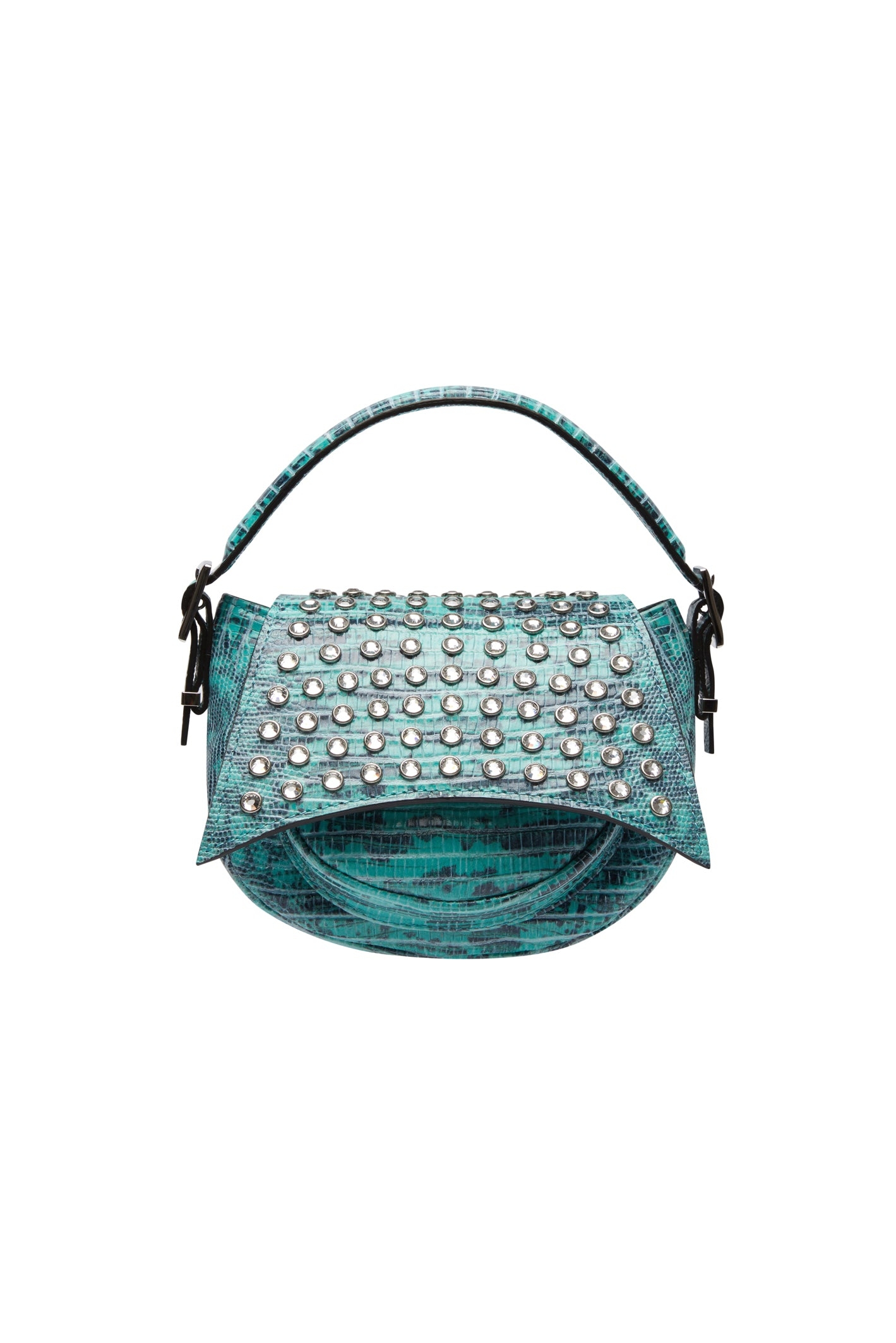 KIKS LEATHER BAG IN TURQUOISE WITH CRYSTALS – 16Arlington