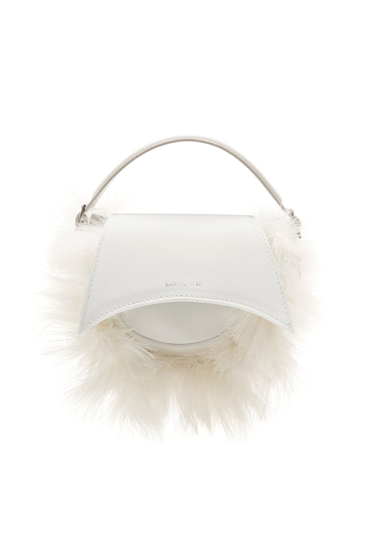 KIKS LEATHER BAG IN WHITE WITH MARABOU DETAILING – 16Arlington