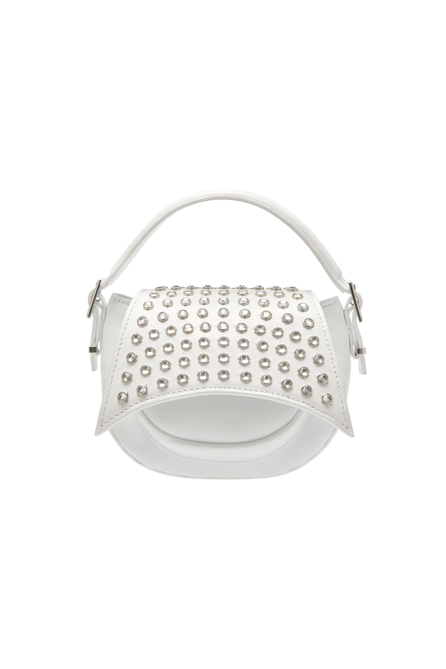 KIKS STUDDED LEATHER BAG IN WHITE WITH CRYSTALS – 16Arlington