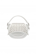 KIKS STUDDED LEATHER BAG IN WHITE WITH CRYSTALS – 16Arlington