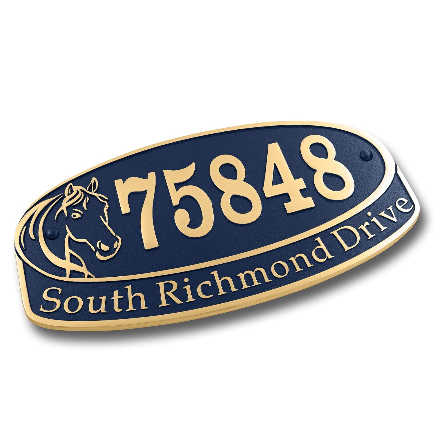 House Number Sign For Horse Lovers.  Cast Metal Personalised Home Or Mailbox Plaque – Large Up To 5 Characters With Street/Family Name