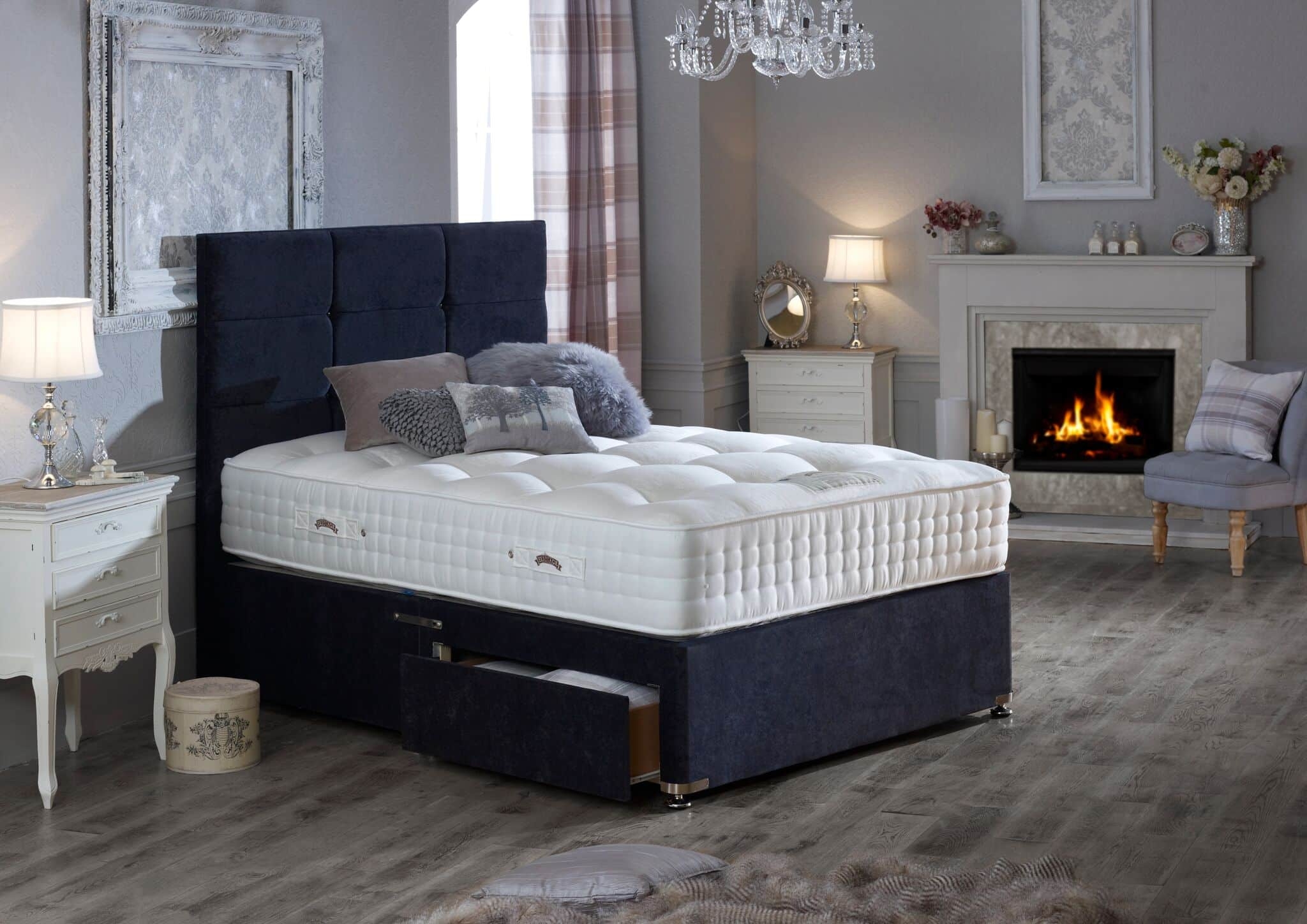 Dura Beds – Divan Bed Set – Double – Divan Bed Base With Natural 1500 Sprung Medium/Firm Mattress