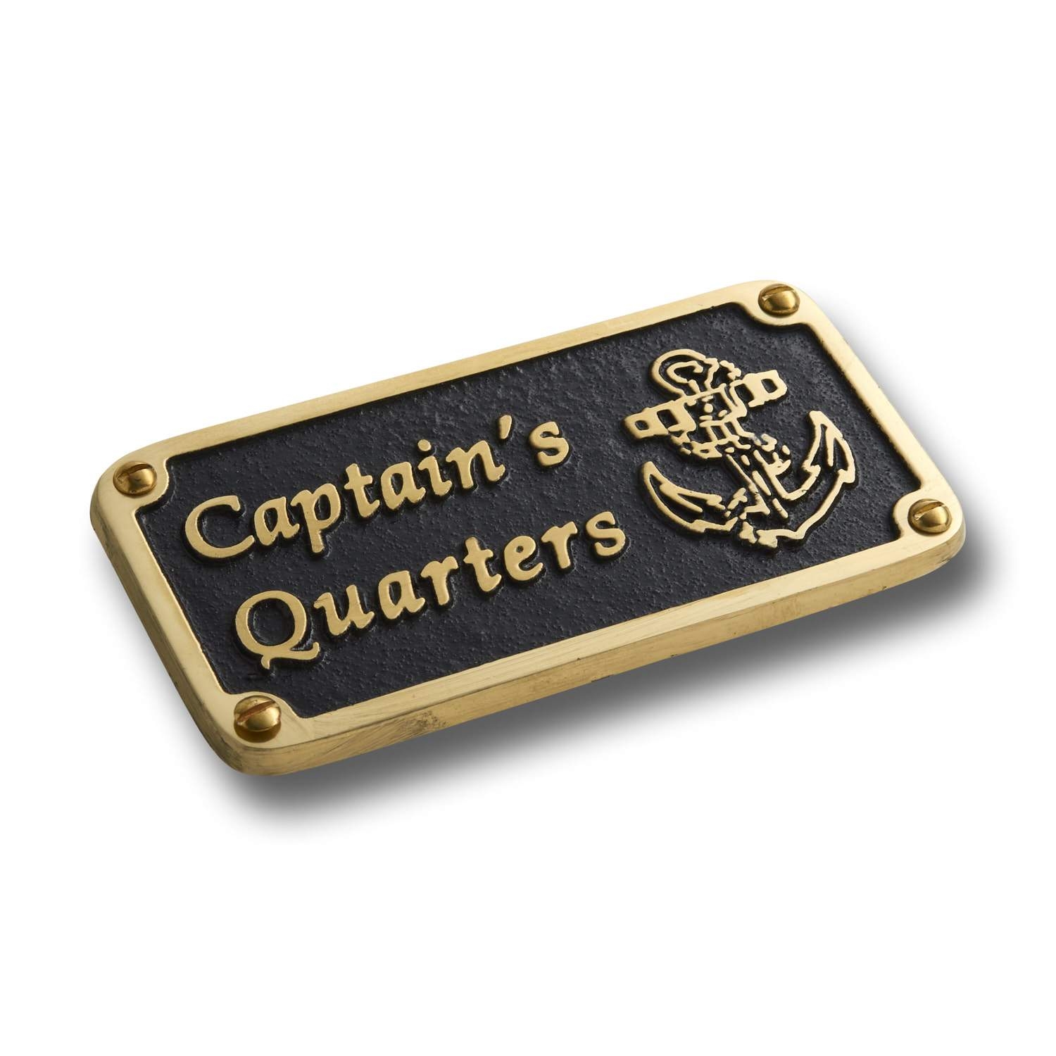 Nautical Bedroom Décor Accessories Brass Plaque. Beach Theme Funny Wall Decoration Captain’s Quarters Sign