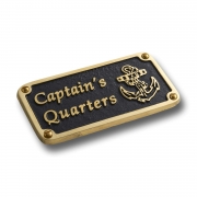 Nautical Bedroom Décor Accessories Brass Plaque. Beach Theme Funny Wall Decoration Captain’s Quarters Sign