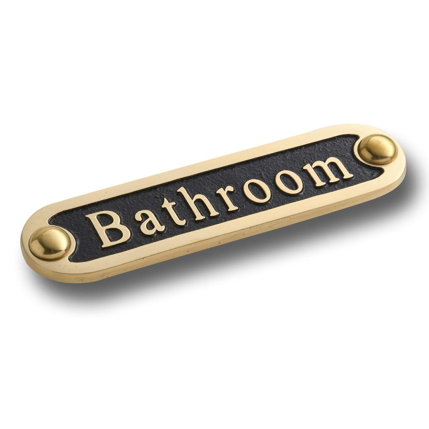 Bathroom Brass Door Sign.  Traditional Style Home Décor Wall Plaque