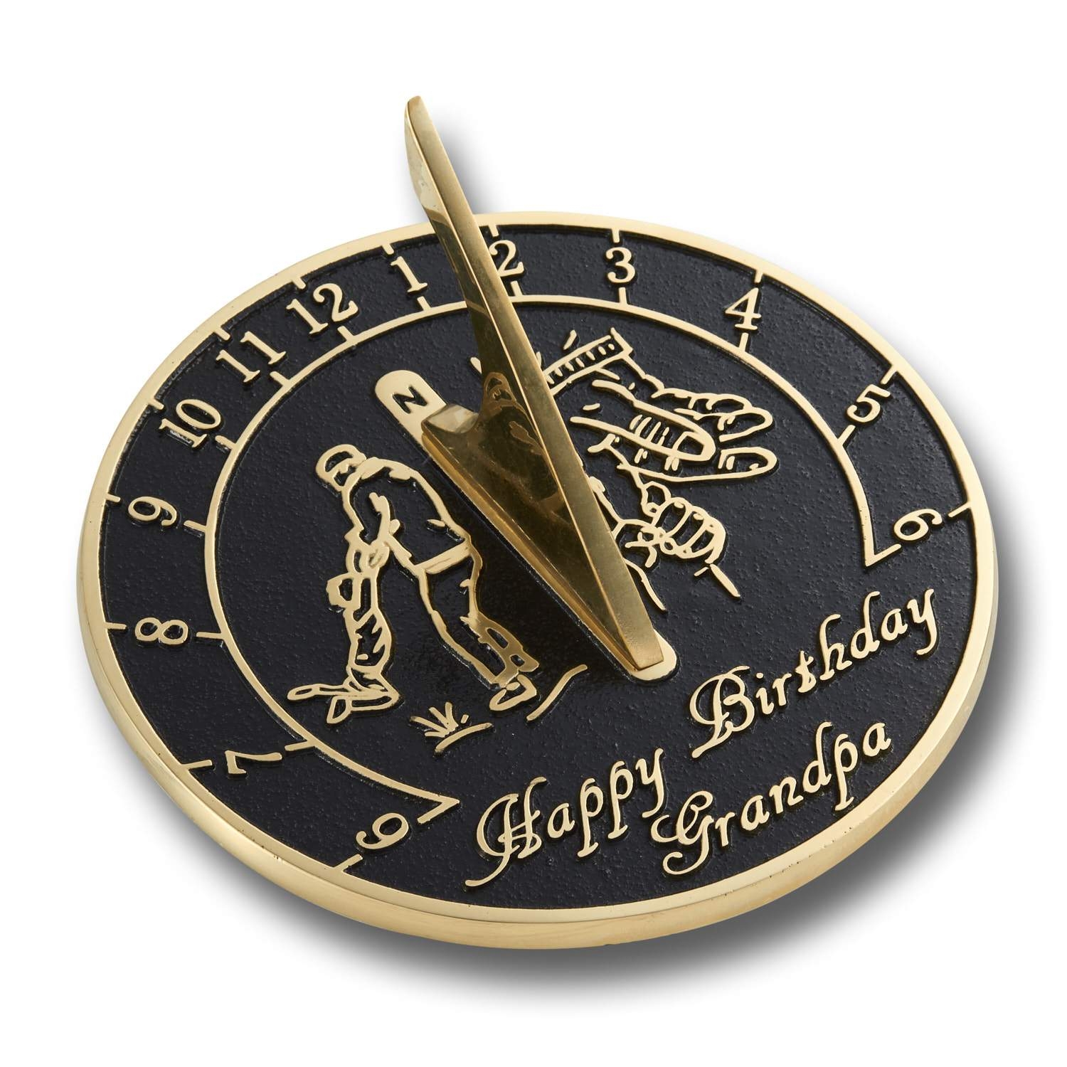 Happy Birthday Grandpa Sundial Gift. New Idea For His Garden Or As An Ornament From Grandson, Granddaughter Or Grandkids. Lasting Card For Him On His Birthday