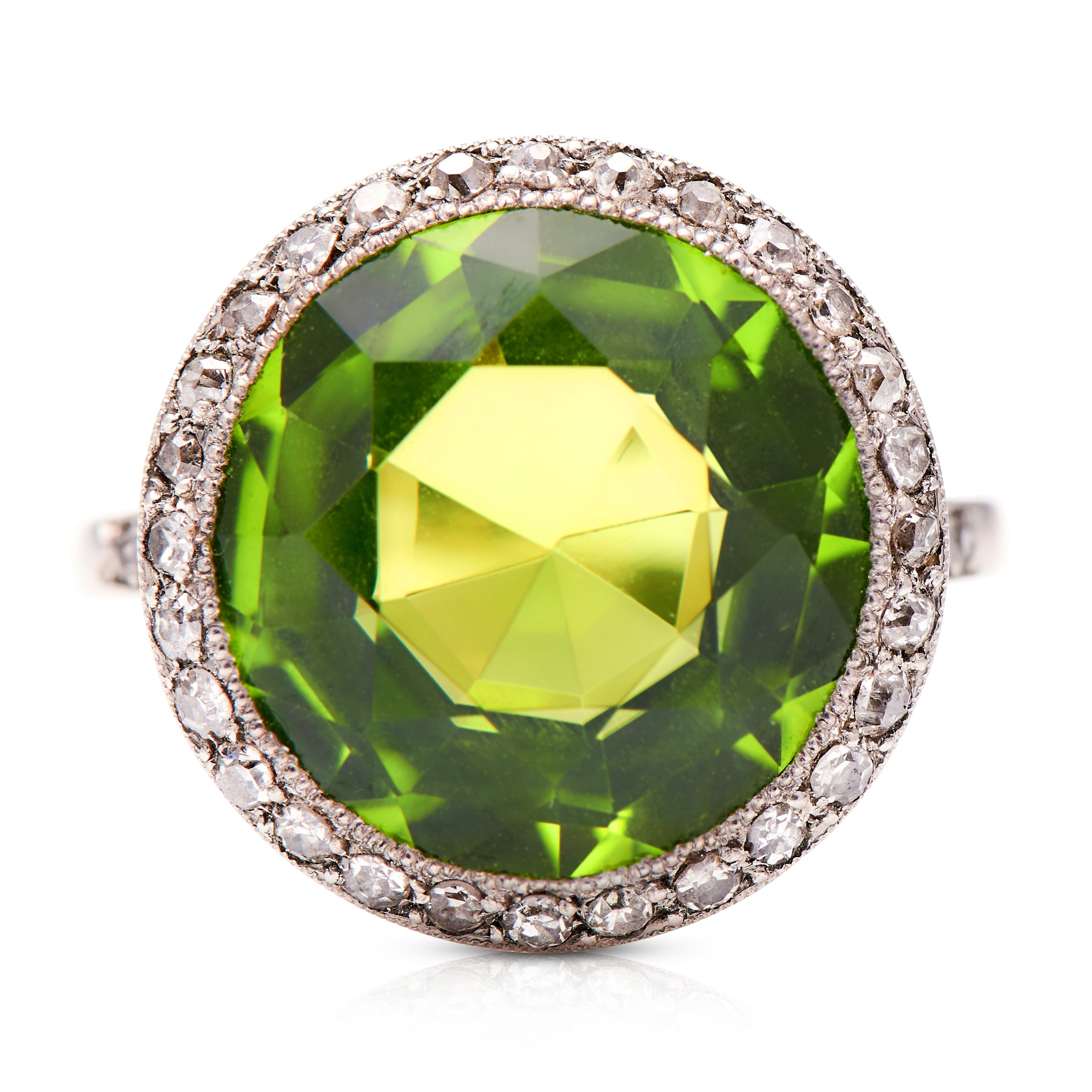 Belle Époque, Platinum, Peridot and Diamond Ring – Vintage Ring – Antique Ring Boutique