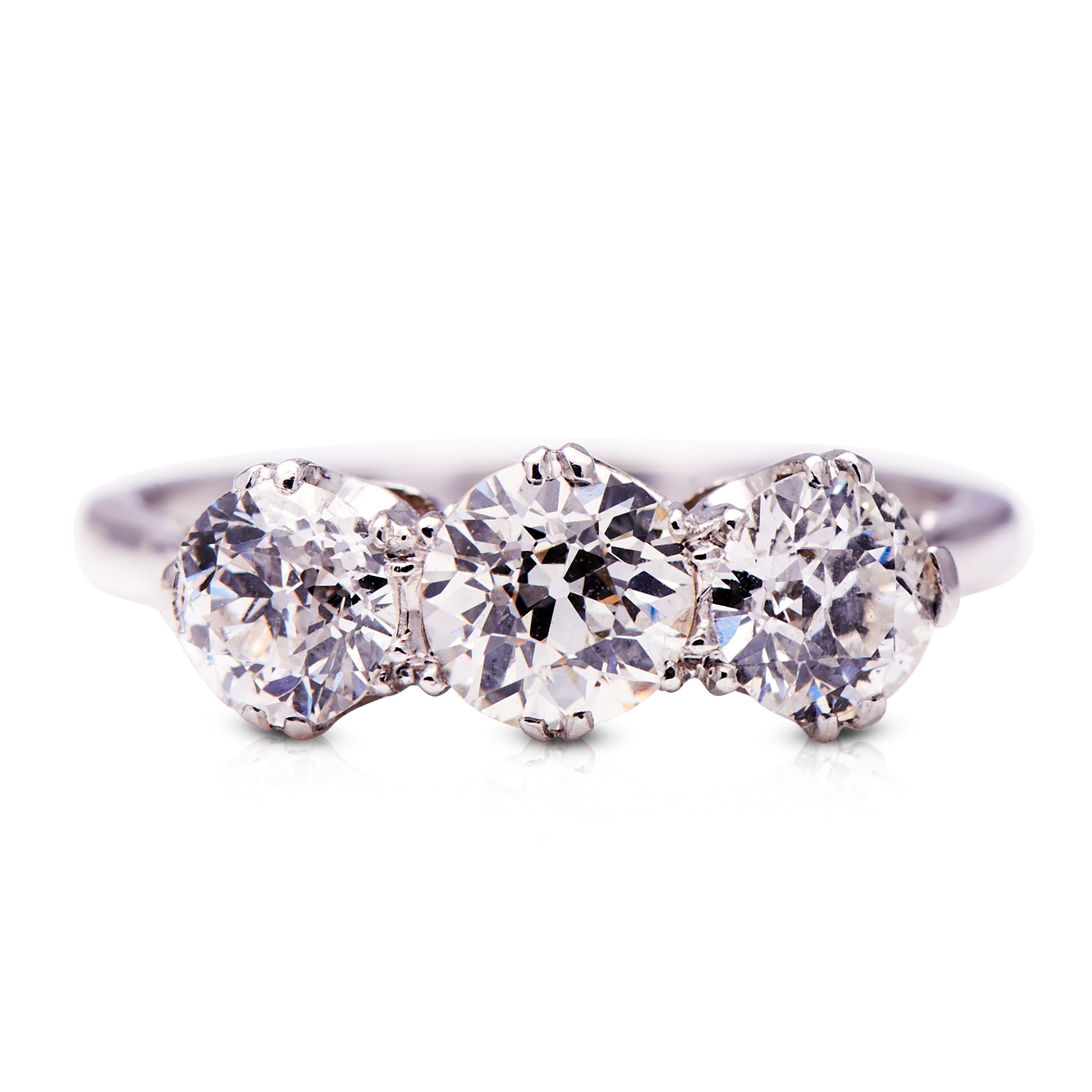 Antique, Art Deco, Platinum, Diamond Three Stone Ring – Vintage Ring – Antique Ring Boutique