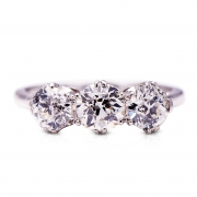 Antique, Art Deco, Platinum, Diamond Three Stone Ring – Vintage Ring – Antique Ring Boutique