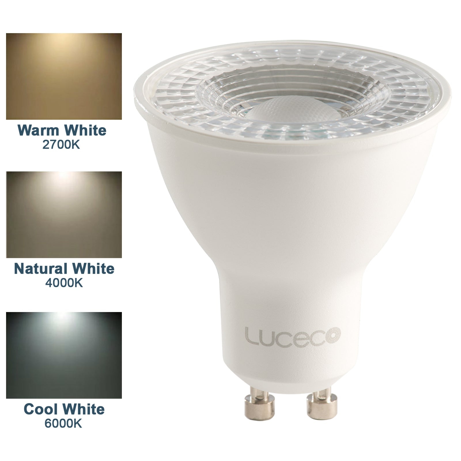 Luceco GU10 5W LED Dimmable Bulb Warm, Natural & Cool White 2700K 4000K 6000K Cool White 6000K-LGDC5W37P / 2 Pack – Masterlec