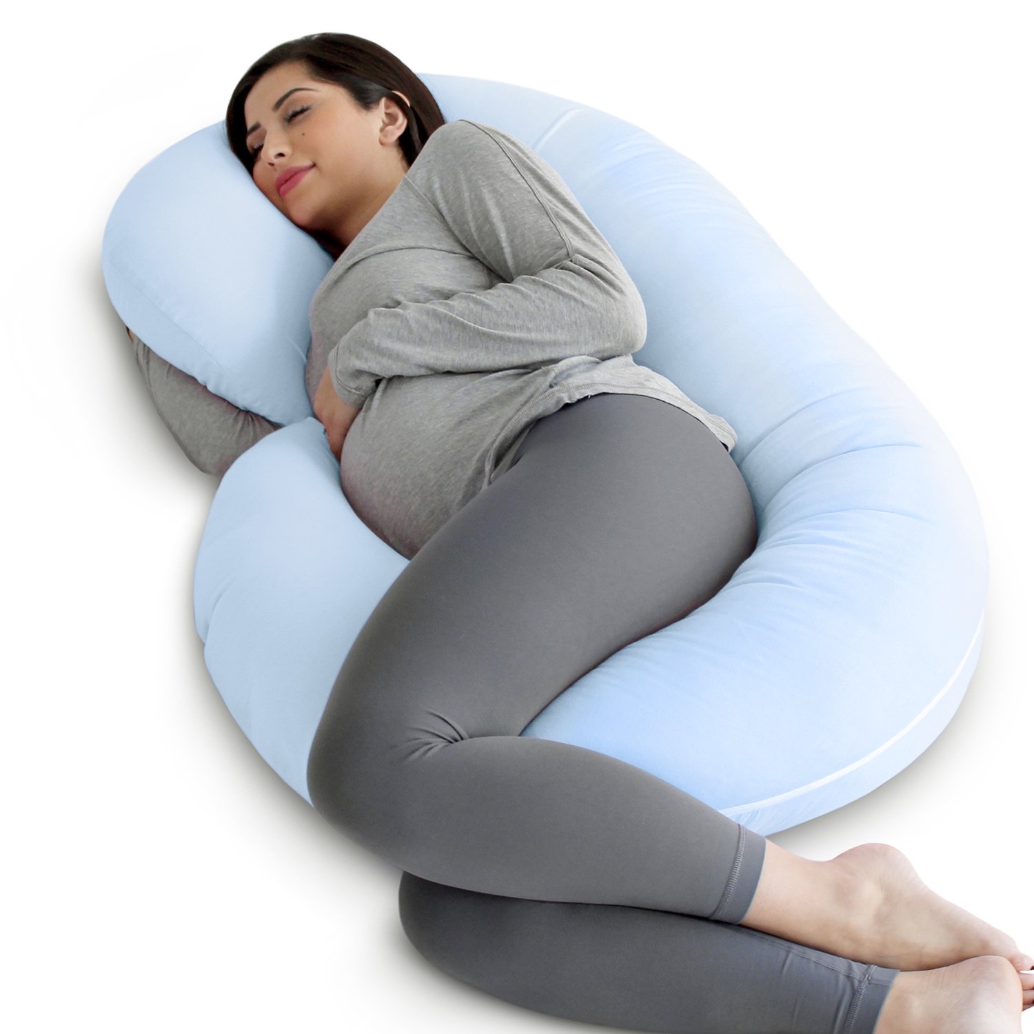 Pregnancy Pillow Replacement Cover – C-Shape – Light Blue