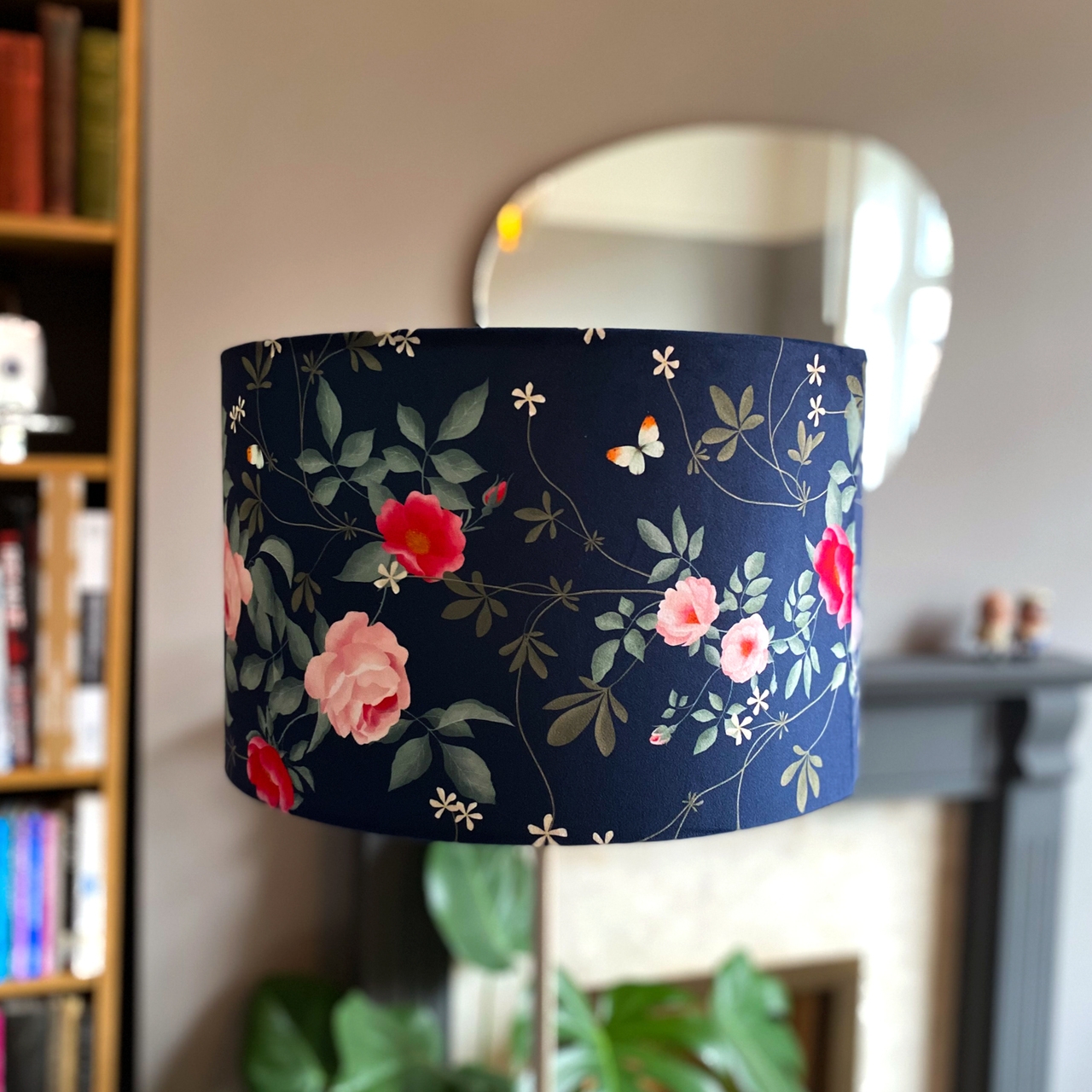 Celina Digby Luxury Soft-Touch Velvet Lampshade – Available for Ceiling Light, Standard Lamp or Table Rose Garden Navy Light (40cm)