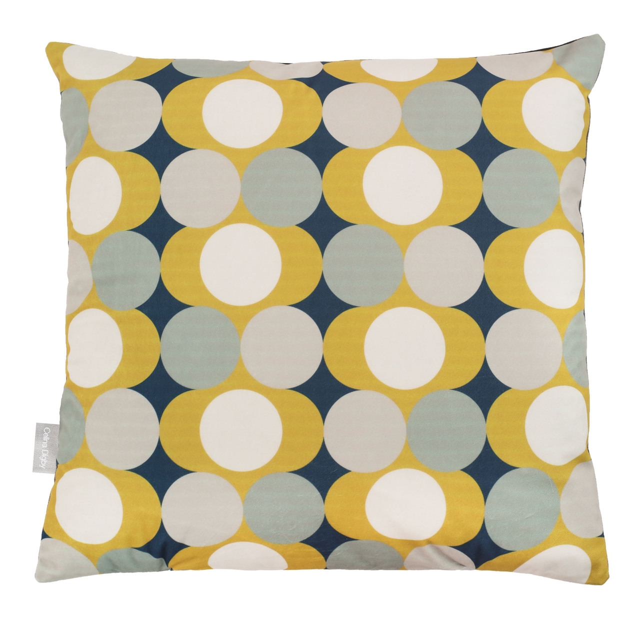 Celina Digby Luxury Opulent Velvet Cushion – Dot Drops Mustard Available in 2 Sizes Extra Large (55cm x 55cm) Feather Filling
