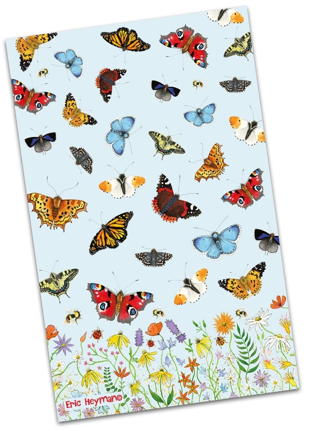Emma Ball “Eric Heyman Butterflies”, Cotton tea towel. UK printed. – Home Landing