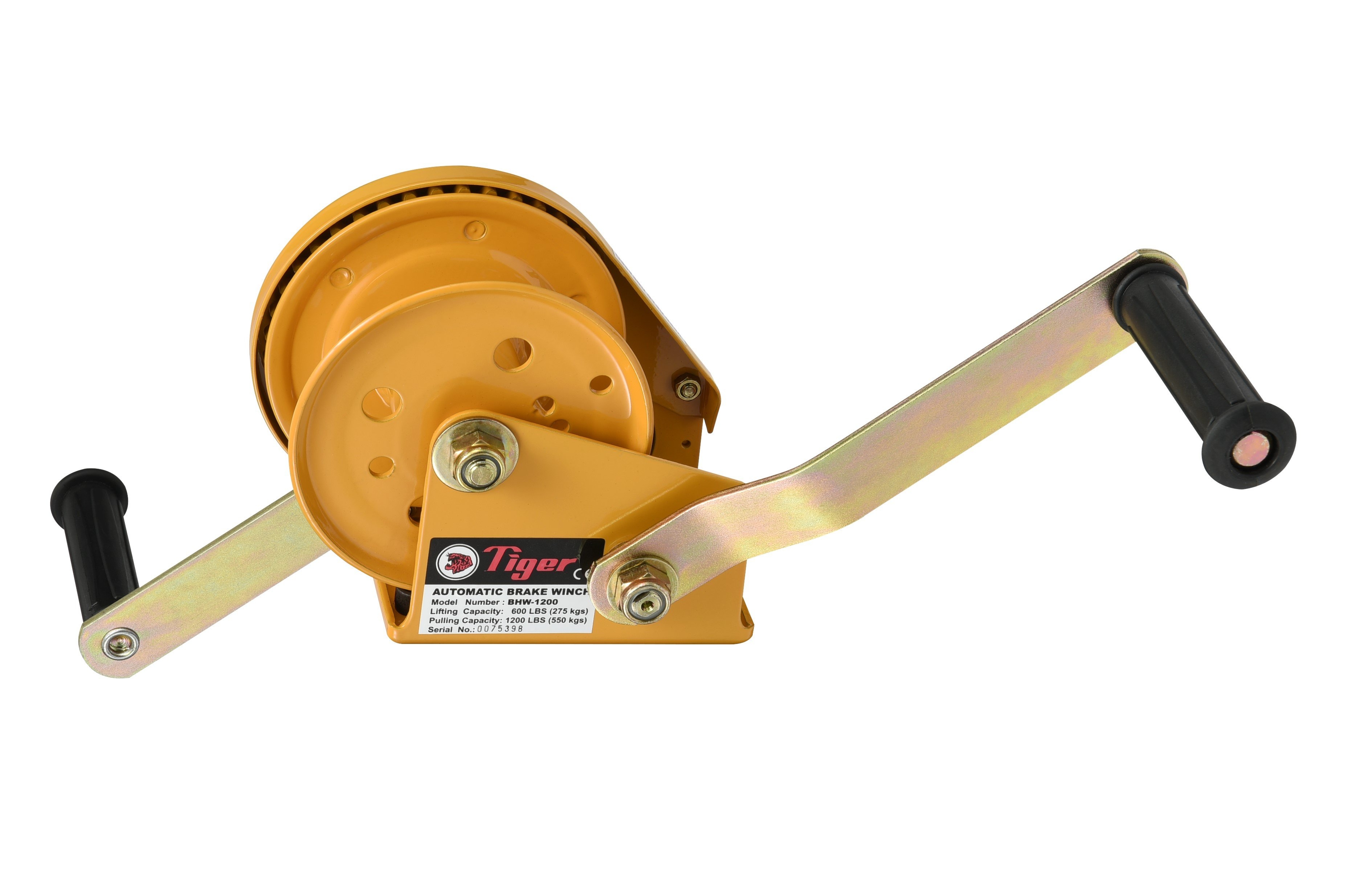 Tiger Brake Hand Winch For Pulling Or Hoisting (Single Or Dual Handle Option) – Brake Hand Winch 550kg (Dual Handle ) 158.1.4 – Brake Winch – Yellow – Steel