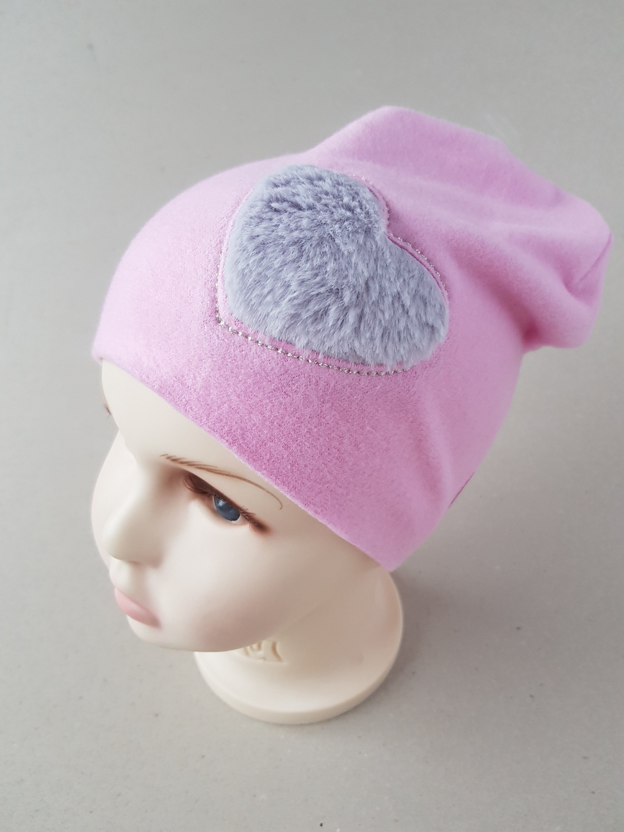 Beanie Hat For Girls Fur Heart ( From 4 Months Up To 2 Years Old & More) 9-12 Months – Pink Soft – Bebe-Mar – evCushy